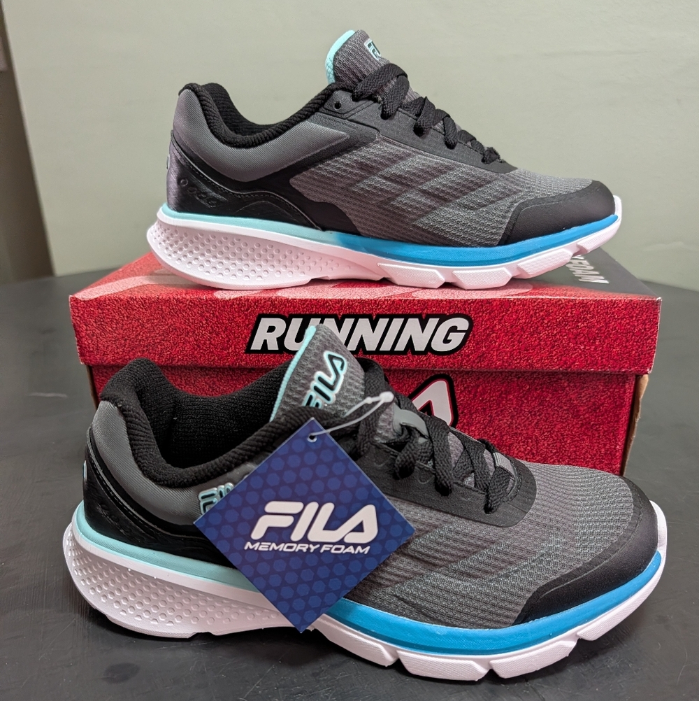 Fila Gray and Blue Running Shoes - Picture 2 of 8